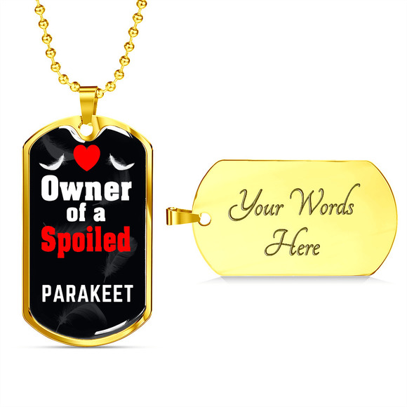 Parakeet Bird Necklace Stainless Steel or 18k‎ Gold Dog Tag 24" Chain - Picture 1 of 2